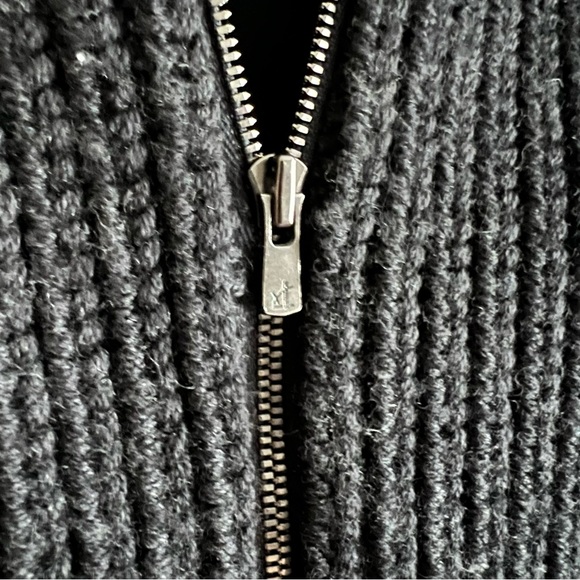 Theory Zip Up Wool and Leather Lambskin Sweater - Picture 5 of 9